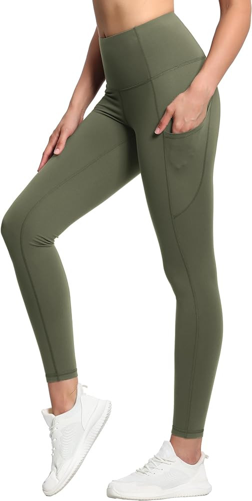 THE GYM PEOPLE Thick High Waist Yoga Pants with Pockets, Tummy Control Workout Running Yoga Leggi... | Amazon (US)