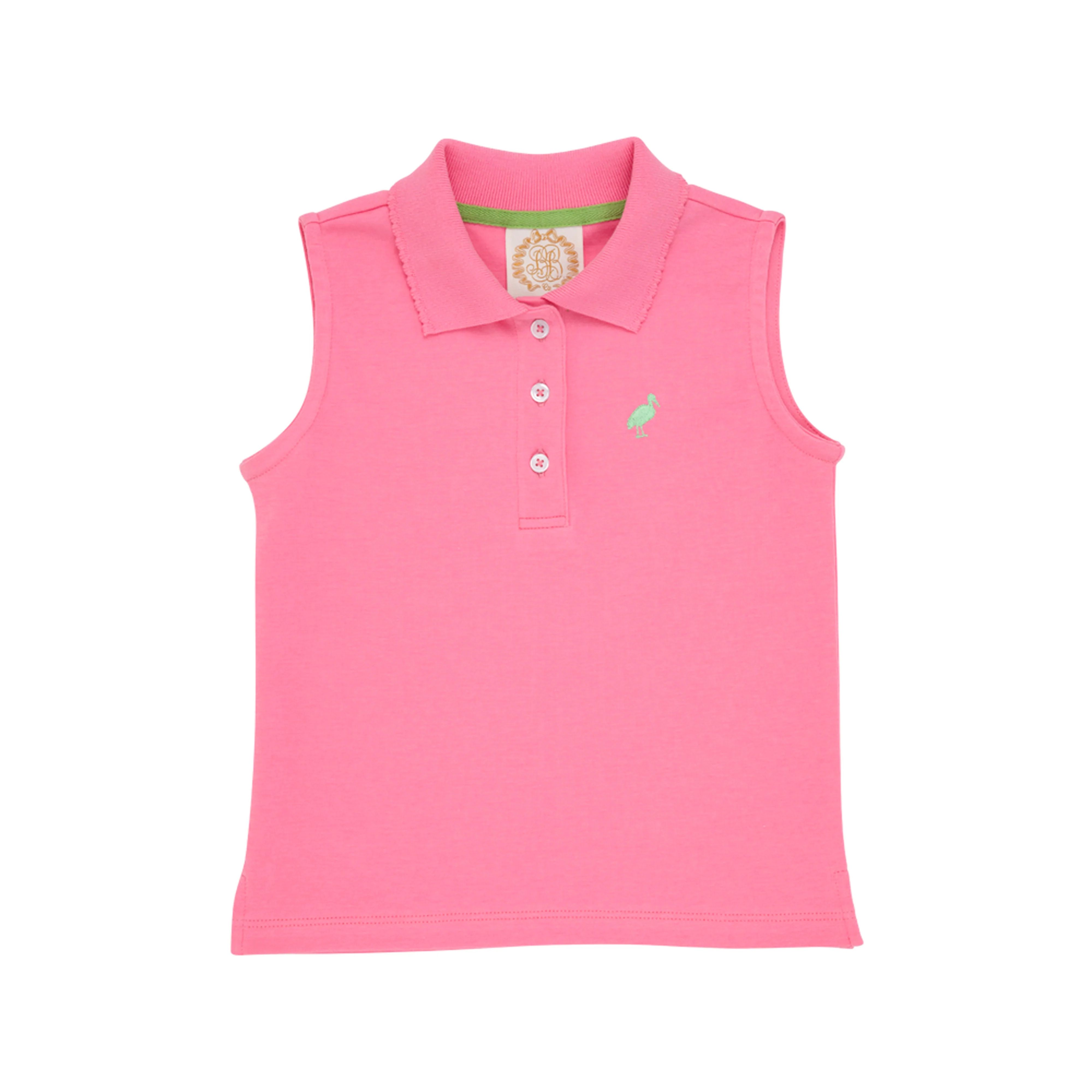 Sleeveless Anna Price Polo - Hamptons Hot Pink with Grace Bay Green Stork | The Beaufort Bonnet Company