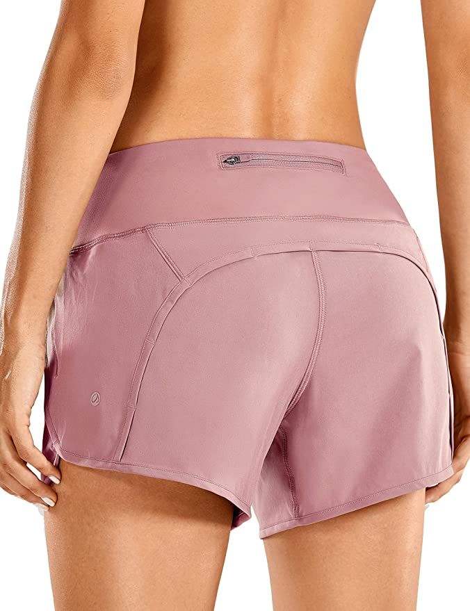 CRZ YOGA Women's Quick-Dry Athletic Sports Running Workout Shorts with Zip Pocket - 4 Inches | Amazon (US)