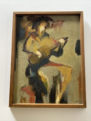 Mid Century Painting Abstract Expressionism Modernism Cubism Leon Saulter Guitar | eBay US
