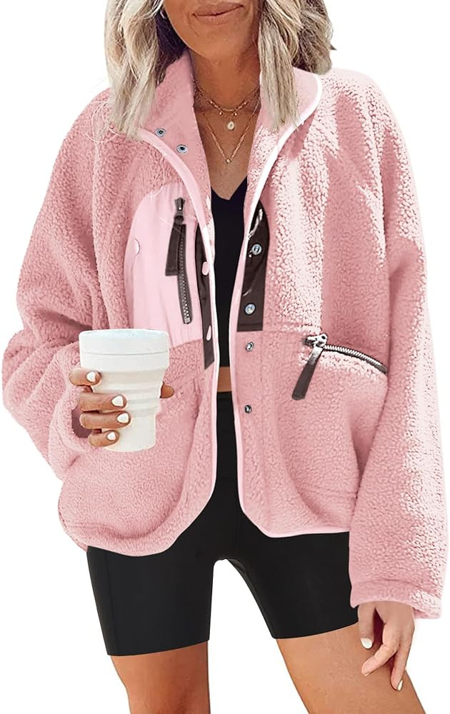 Nirovien Womens Fuzzy Fleece Jacket Button Down Sherpa Coats Casual Winter Warm Outwear with Pock... | Amazon (US)