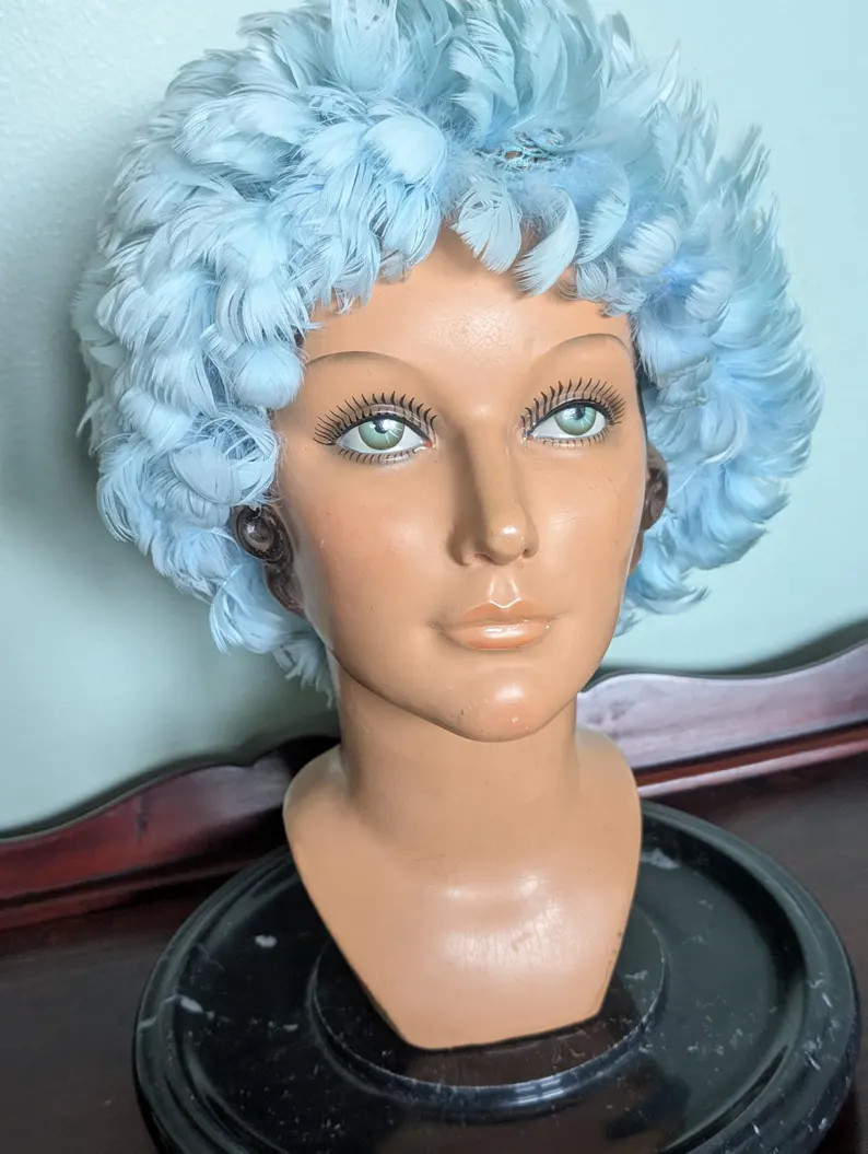 Vintage Baby Blue Feather Hat, 1960s Mesh Cap | Etsy (Global)