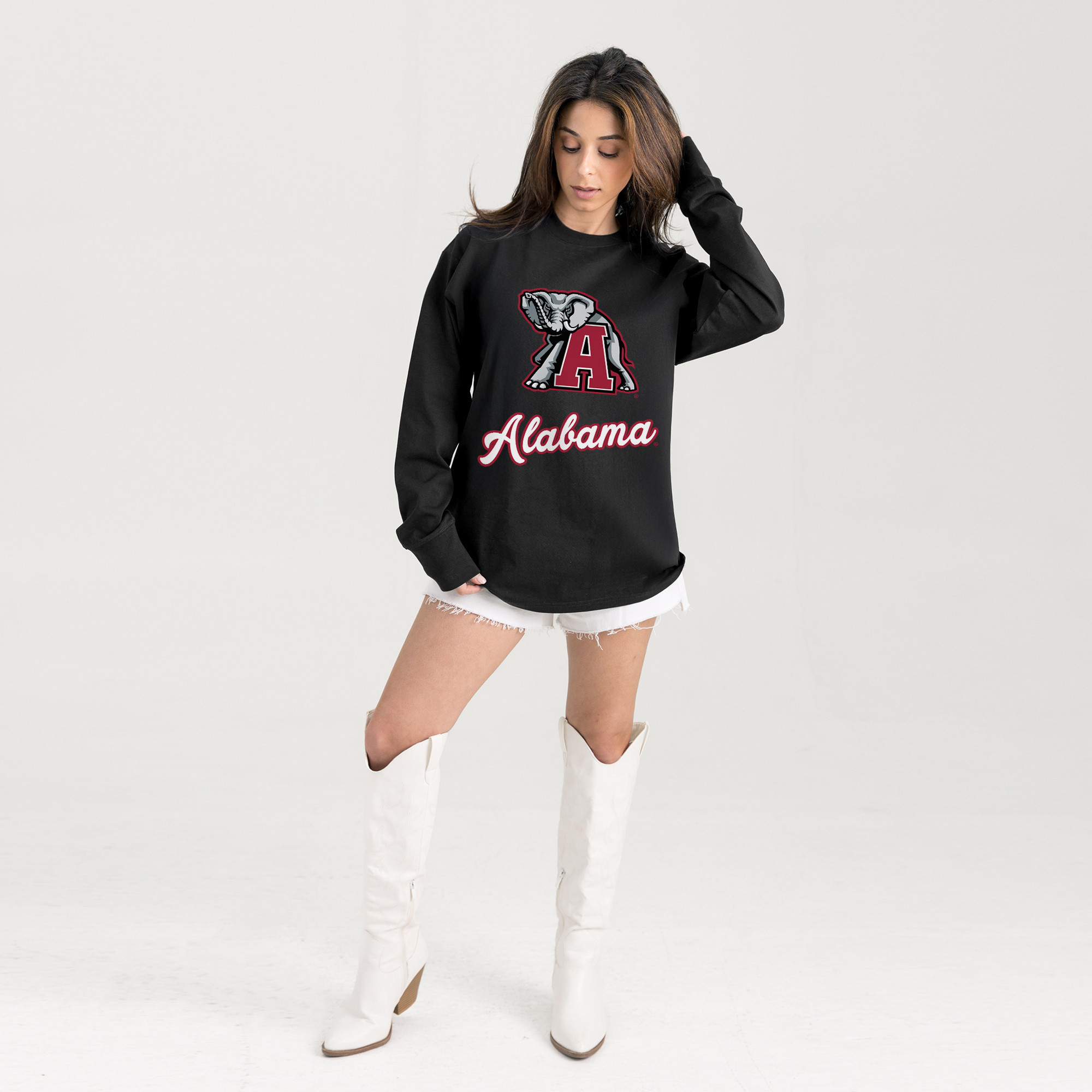 Women's Gameday Couture Black Alabama Crimson Tide Oversized Honor Roll Long Sleeve T-Shirt | Fanatics