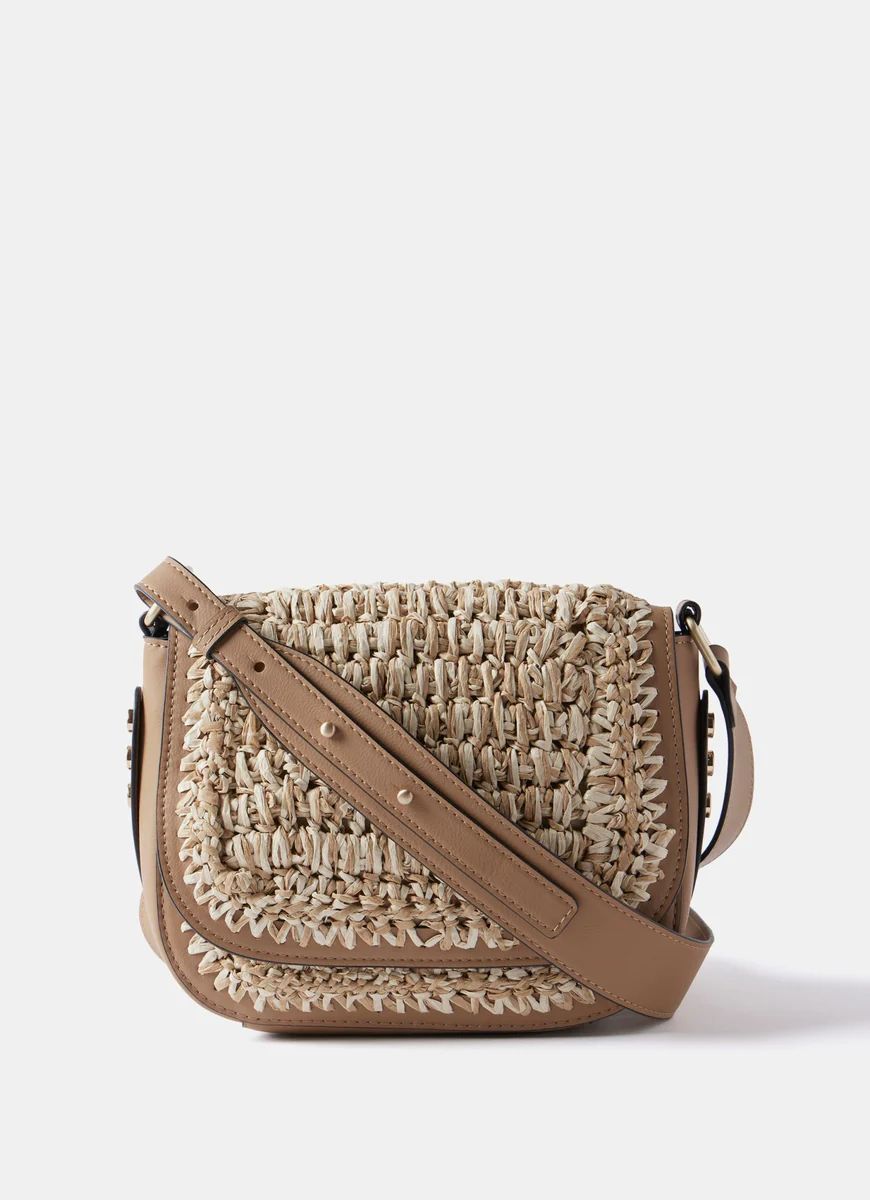 Tan Woven Saddle Bag | Mint Velvet