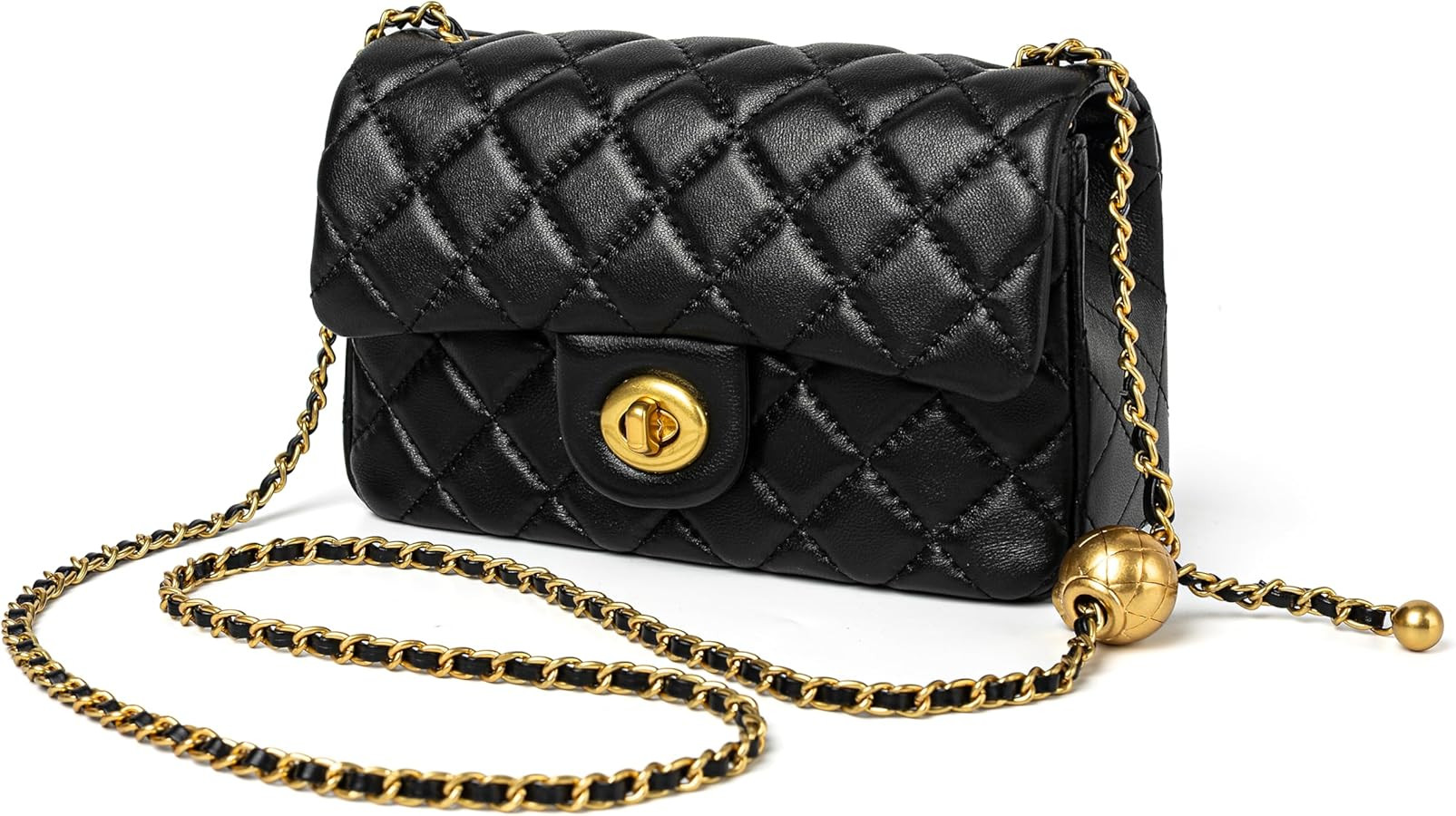 DORIS&JACKY Small Quilted Crossbody Purse for Women, Designer Lambskin Shoulder Purse with Twist ... | Amazon (US)