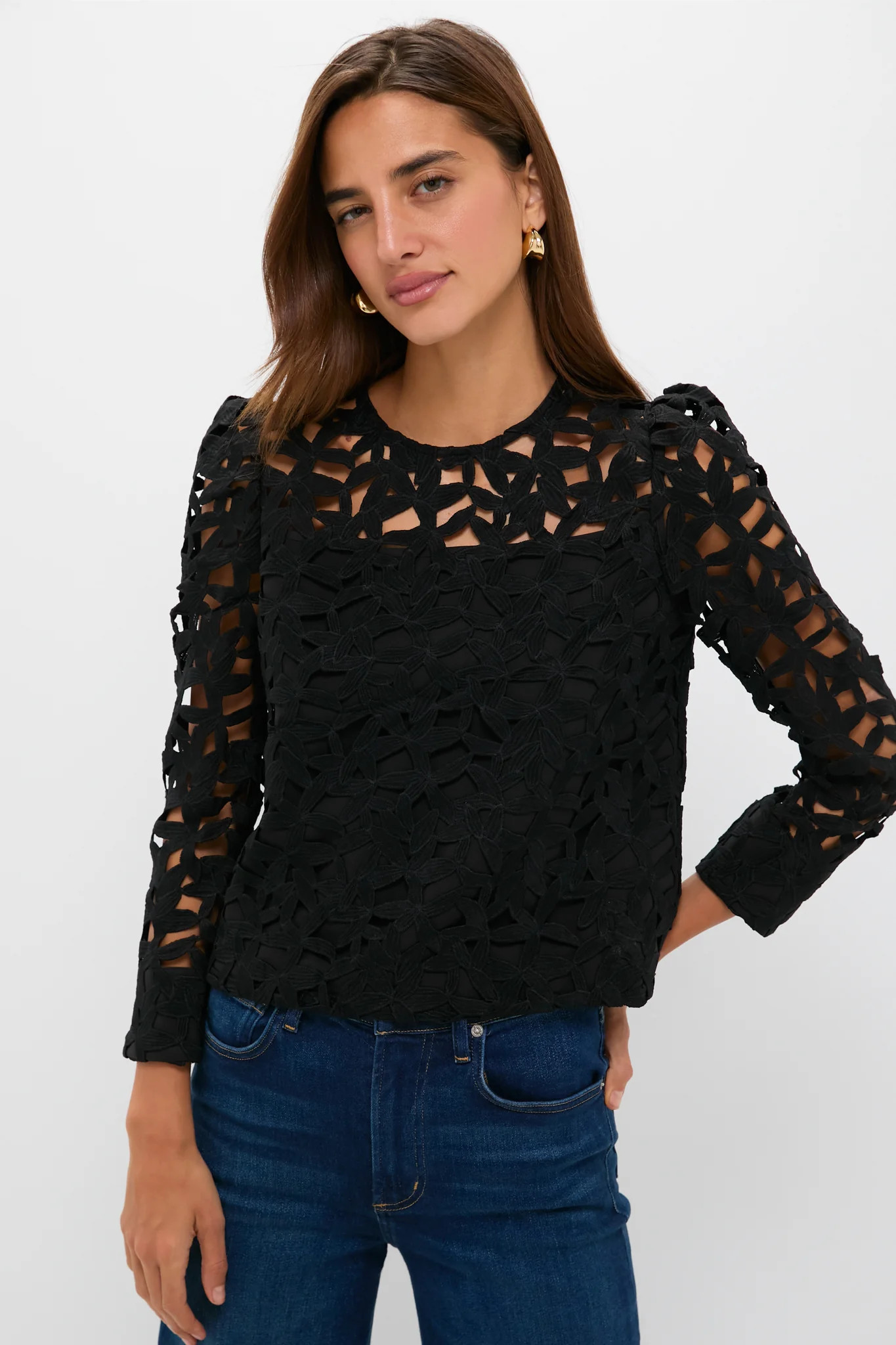 Black Lace Elodie Blouse | Tuckernuck (US)