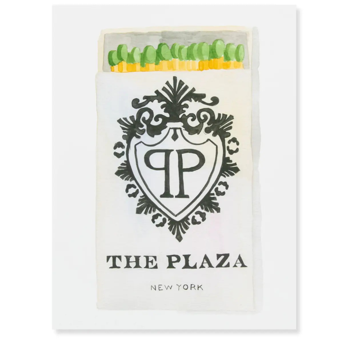 Furbish The Plaza NY Matchbook Watercolor Print, 5" x 7" | Chairish