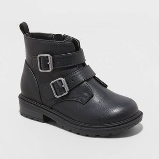 Toddler Girls' Beatrix Zipper Moto Boots - Cat & Jack™ Black | Target