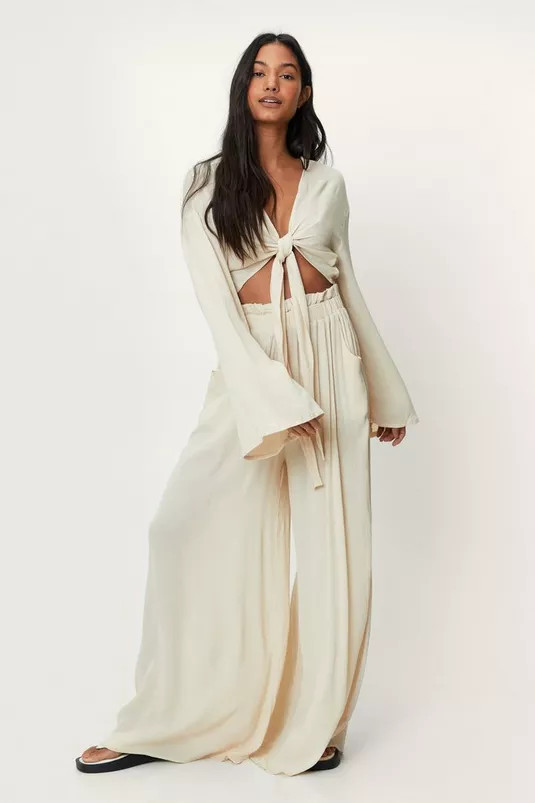 Tie Front Shirt and Paperbag Beach Pants | Nasty Gal (US)