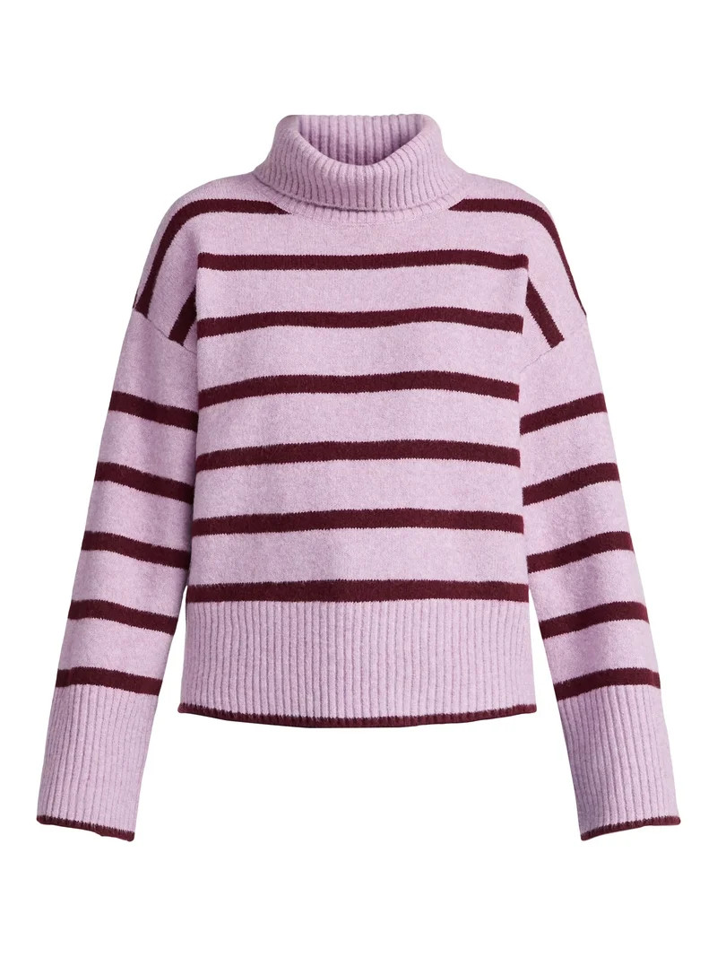 Time and Tru Women's Chunky Turtleneck Pullover Sweater with Long Sleeves, Mid-weight, Sizes XS-X... | Walmart (US)