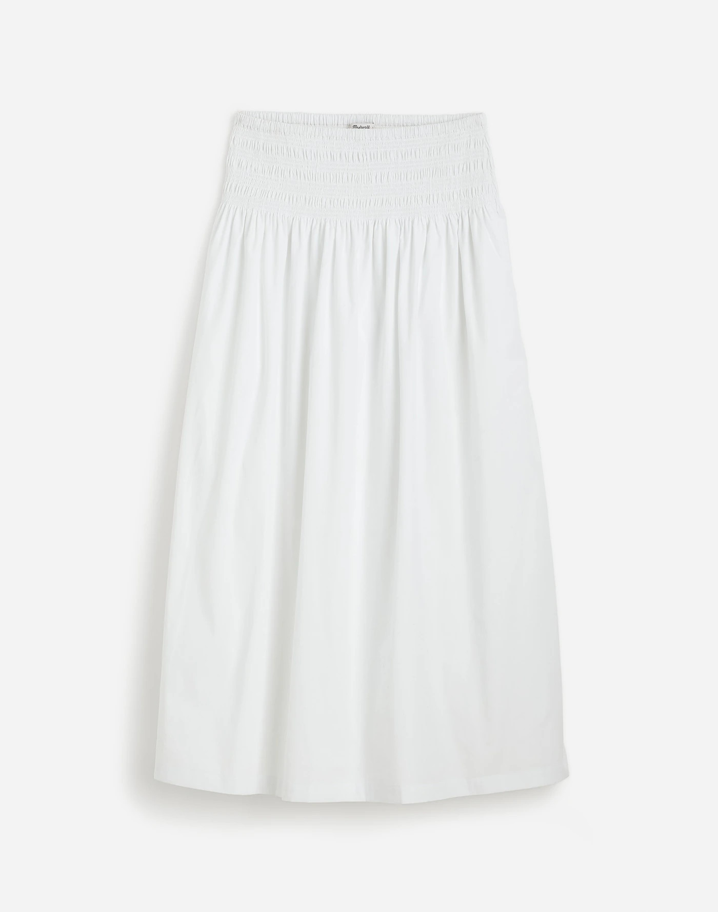 Smocked-Waist Poplin Midi Skirt | Madewell | Madewell