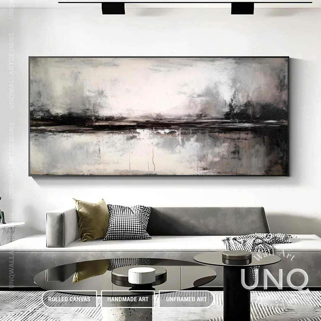 Handmade Abstract Landscape Painting: Textured Grey Acrylic Canvas Art | Etsy (US)