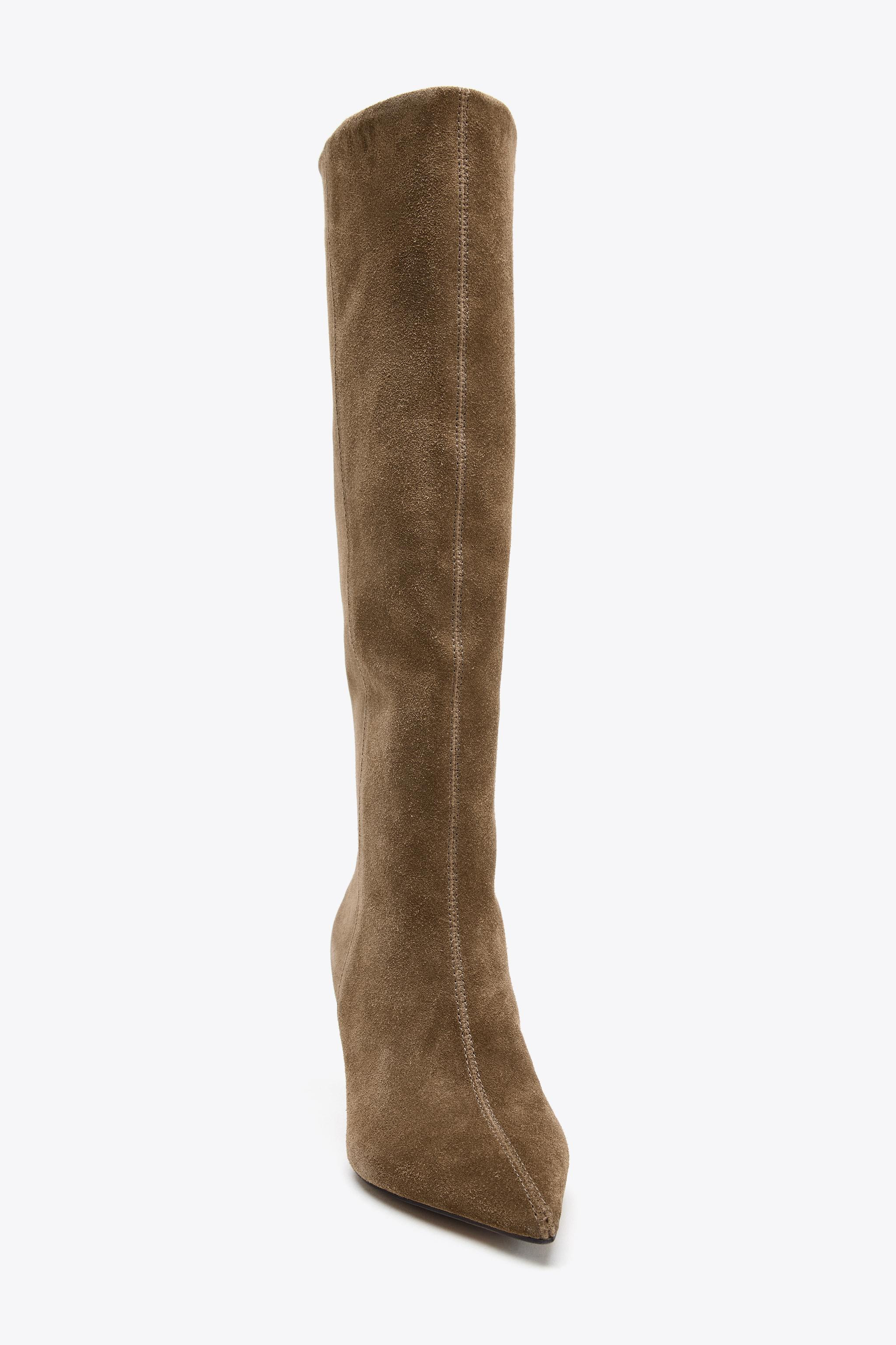 SPLIT SUEDE STILETTO HEEL BOOTS | Zara UK