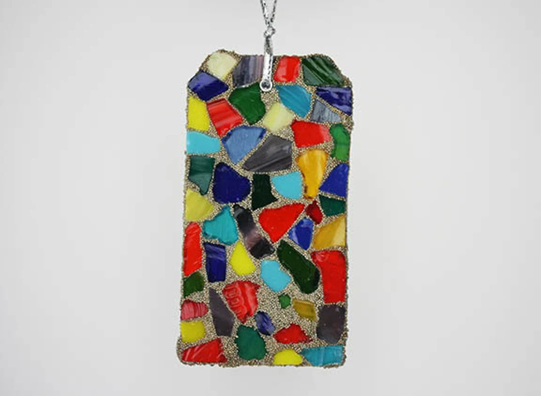 Confetti Mosaic Ornament Stained Glass Silver Christmas - Etsy | Etsy (US)