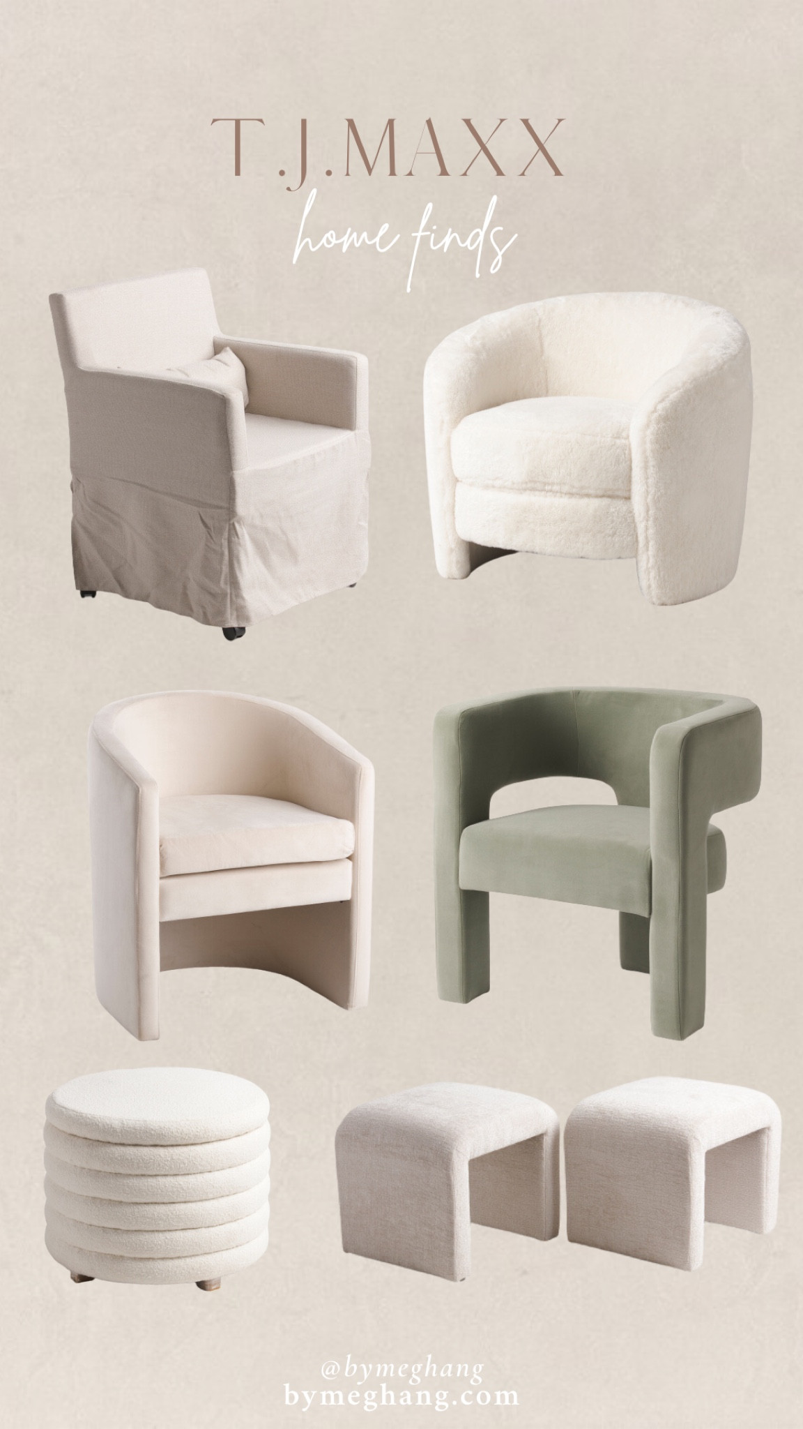 T.J.Maxx has really had the best furniture lately and this selection of accent chairs and ottomans is no exception! Some of these chairs would make amazing accent chairs in a living room and some of them would make great dining chairs, too! 

#LTKFind #LTKhome