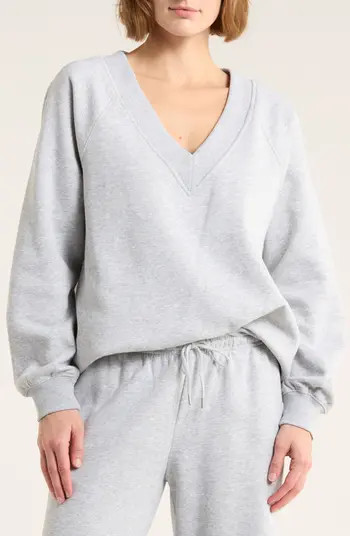 Oversized V-Neck Fleece Sweatshirt | Nordstrom Rack