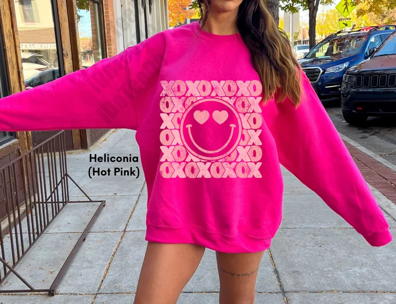 Valentine Heart Sweatshirt,retro Love Sweatshirt,love Shirt,xoxo Shirt,valentines Day Gift,heart ... | Etsy (US)