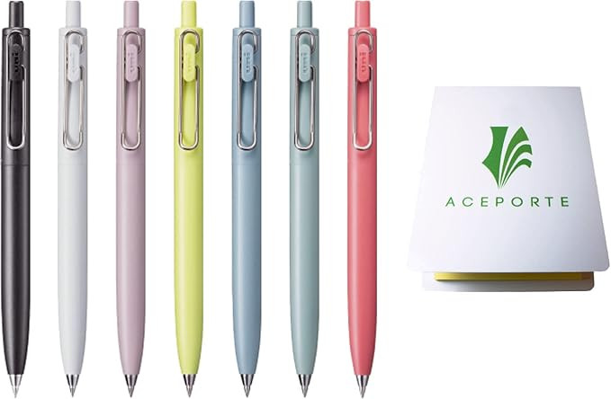 Uni-Ball one F 0.38mm & 0.5mm - Can be Clearly written Gel pen, 7 Body Colors Set with Sticky Not... | Amazon (US)