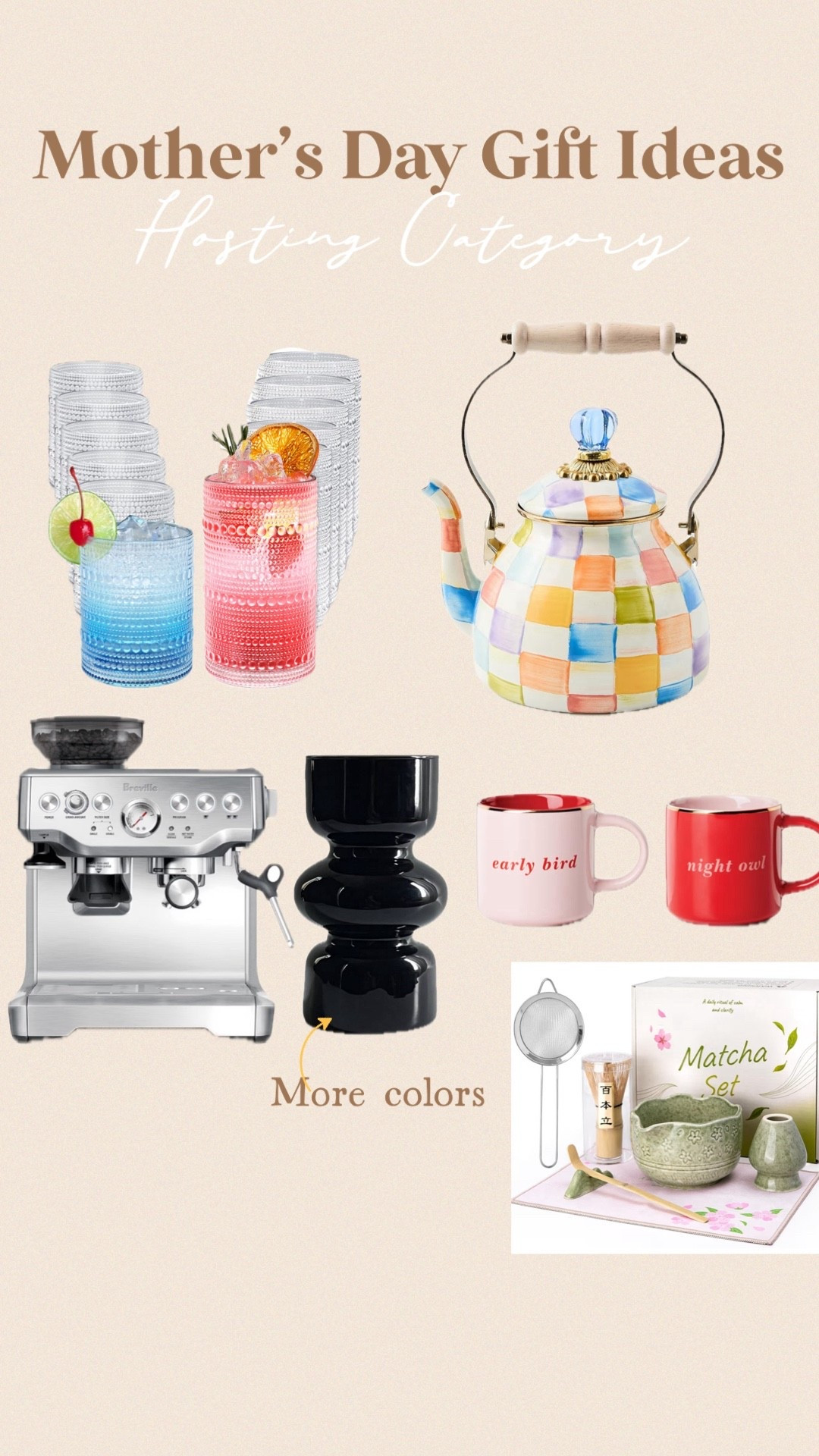 For the mom who loves to host, curate, and caffeinate! ☕️✨
From slow matcha mornings to vibrant dinner parties, these "Hosting Category" picks are designed for the mom who makes every gathering feel special. Whether she’s a pro barista at home or the queen of tablescapes, there's something here to elevate her space.
The Hostess Edit
• For the Morning Ritual: A professional espresso machine or a traditional Matcha set.
• For the Aesthetic Table: Textured glassware and that iconic checkered tea kettle.
• For the Vibe: "Early Bird" & "Night Owl" mugs for every mood.
Shop the full Hosting Guide at the link in our bio! 🎁

#MothersDayGiftIdeas #HostessGift #HomeDecor #CoffeeBar #MatchaLover #InteriorInspo #GiftsForMom #Tablescape #HostingEra #KitchenAesthetics

#LTKHome #LTKSeasonal #LTKmomlife