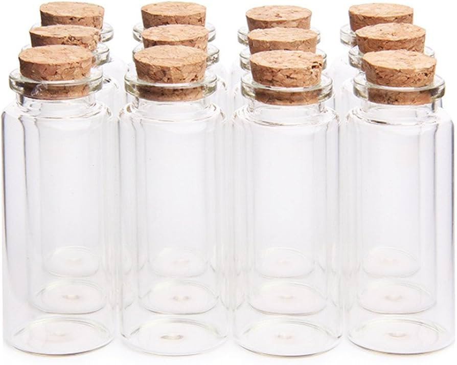 Danmu 30ml 1.18" x 2.75" Mini/ Tiny Glass Jars with Wood Cork Stoppers, Wishing/ Message Bottle f... | Amazon (US)