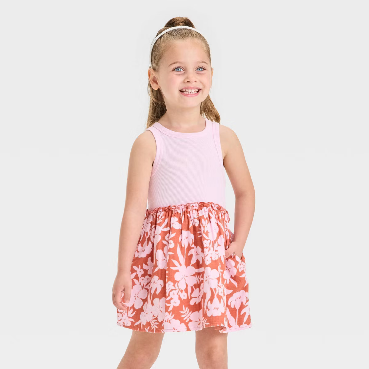 Toddler Girls' Floral Tank Dress - Cat & Jack™ Light Pink | Target