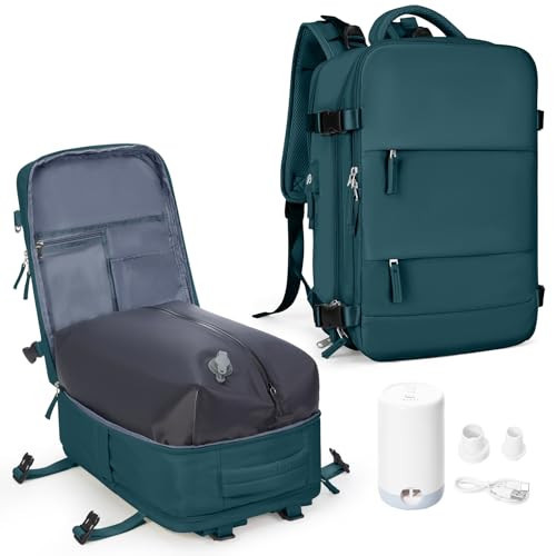 coowoz Vacuum Backpack Travel with Pump,Travel Backpack with Vacuum System For Women Men,Carry On Backpack,Hiking Backpack Waterproof Outdoor Sports Rucksack Casual Daypack,30L(Vacuum pump) | Amazon (US)