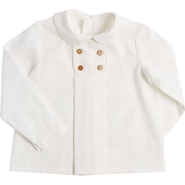 Peter Pan Collar Front Button Shirt, White | Maisonette