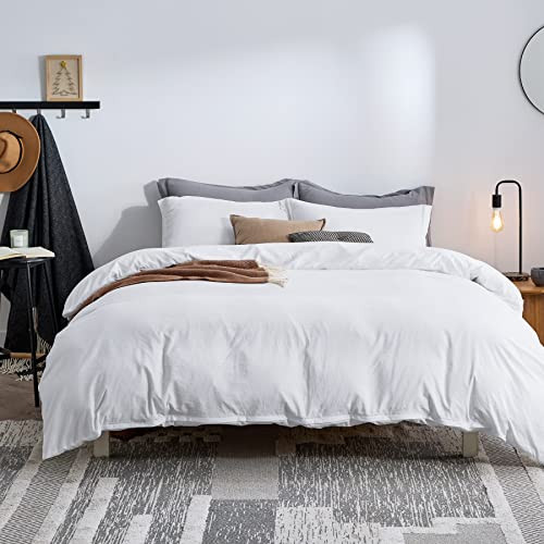 Bedsure White Duvet Covers Queen Size - Washed Duvet Cover, Soft Queen Duvet Cover Set 3 Pieces with | Amazon (US)