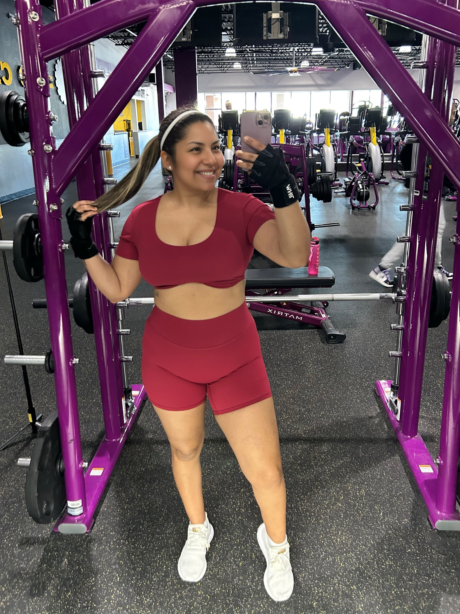 The cutest top on the hottest color ❤️‍🔥 Wearing Large in both, top and shorts … I’m 36C , Hips: 42 inches 😉

#LTKFindsUnder50 #LTKShoeCrush #LTKFitness