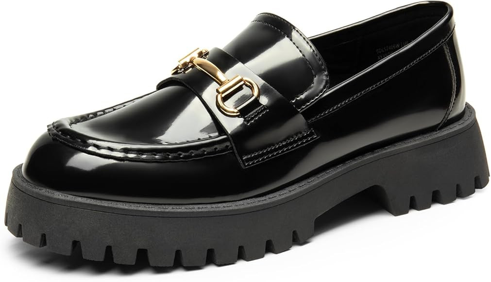 DREAM PAIRS Womens Loafers, Slip-On Platform Chunky Heel Penny Loafers for Women, Comfortable Wom... | Amazon (US)