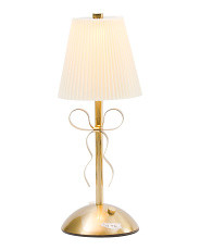 12in Pleated Shade Bow Accented Rechargeable Touch Lamp | TJ Maxx