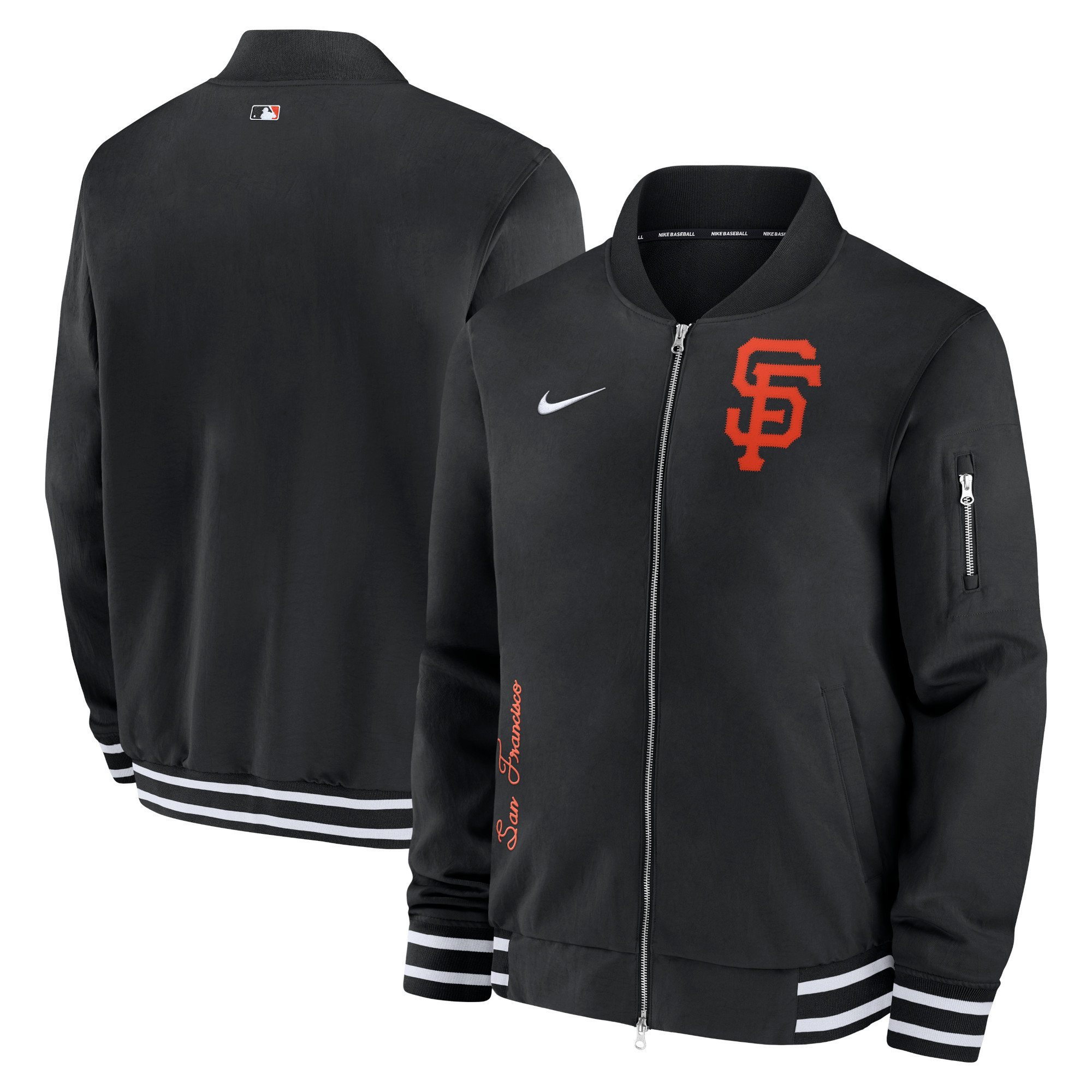 Men's Nike Black San Francisco Giants Authentic Collection Full-Zip Bomber Jacket | Fanatics