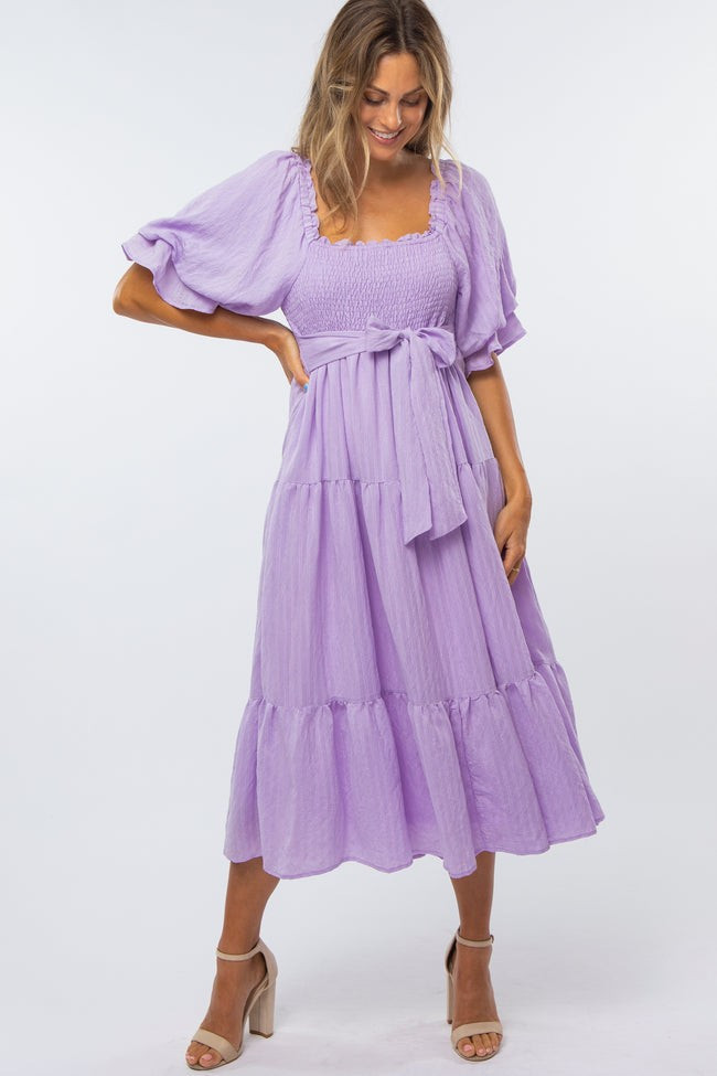 Lavender Smocked Tiered Dress | PinkBlush Maternity