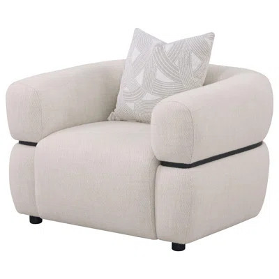 Ramsay Beige Upholstered Round Arm Accent Chair 37" W x 42" D x 28" H Upholstered 1 Piece Chair Beige Modern Design | Wayfair North America