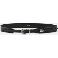 Zara - 100% Leather Cowboy Belt - Black - 30 (Us 30) - Woman | Zara US