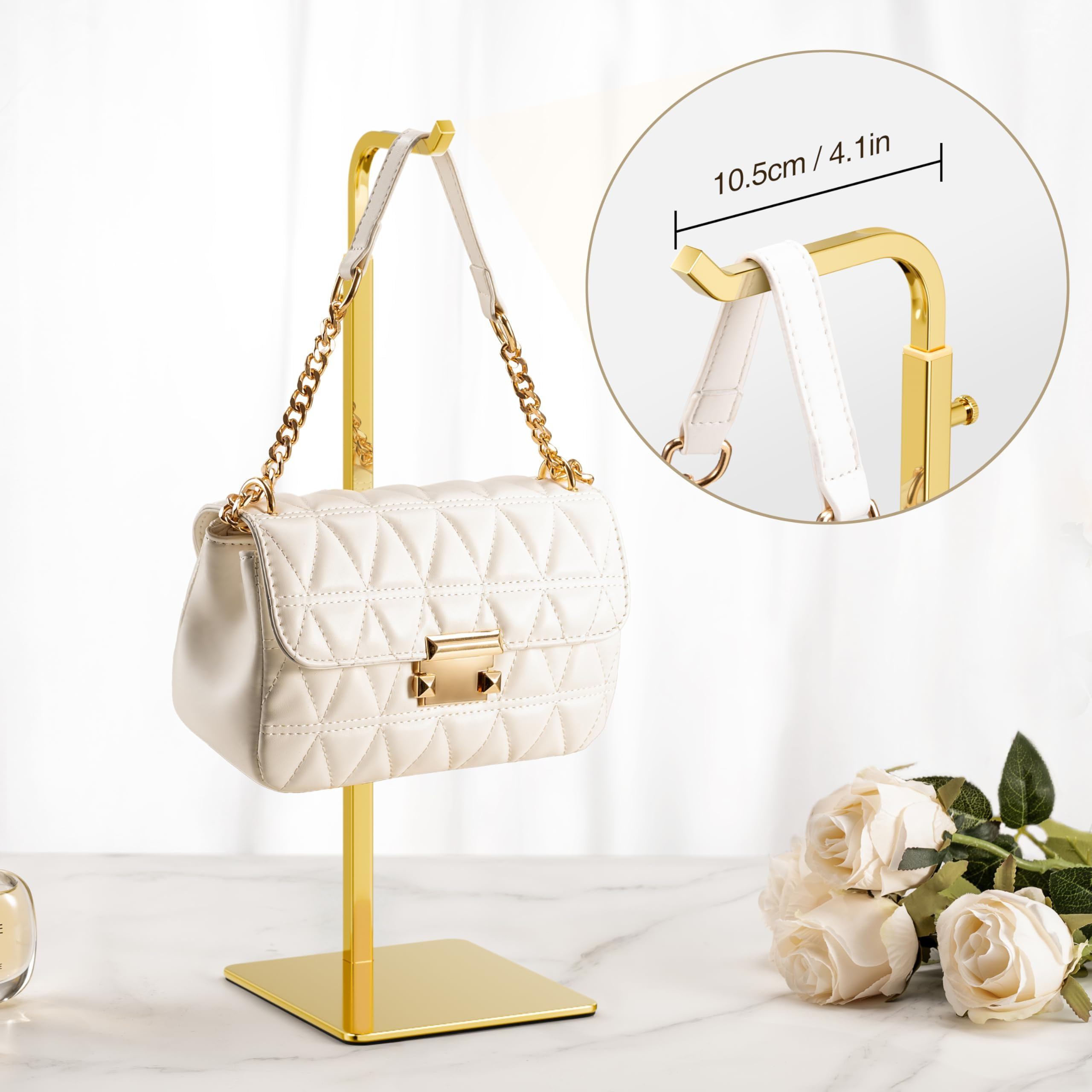 pickpiff Shiny Gold Purse Display Stand, Adjustable Handbag Holder for Closet, Desk, or Retail Display (1 Pack) | Amazon (US)