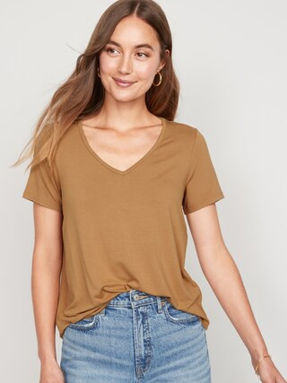 Short-Sleeve Luxe V-Neck T-Shirt for Women | Old Navy (US)