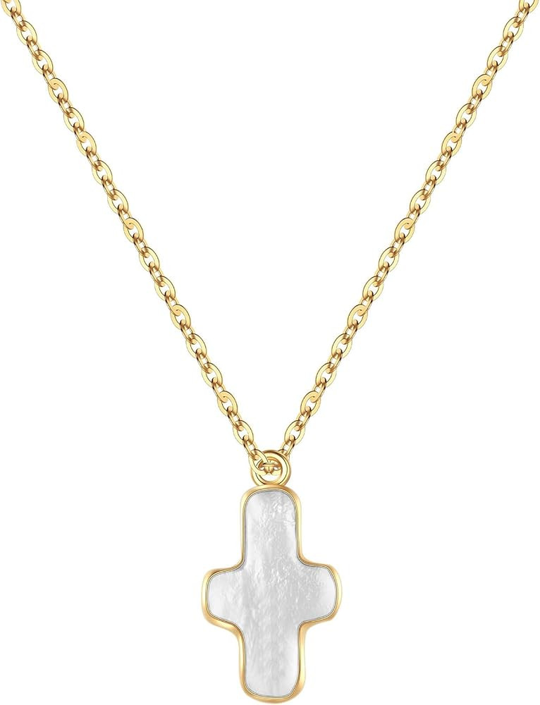 Pearl Cross Necklace for Women Freshwater Natural Chunky Baroque Pearl Necklaces Big Gold Cross N... | Amazon (US)