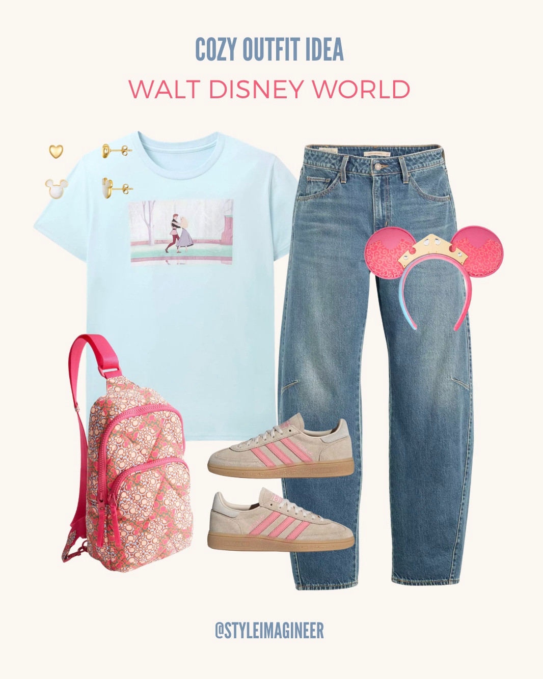 A cozy outfit idea for your day Walt Disney World. This outfit is giving casual Sleeping Beauty, Aurora, princess vibes. 

 #LTKootd #LTKFindsUnder50 #LTKFindsUnder100