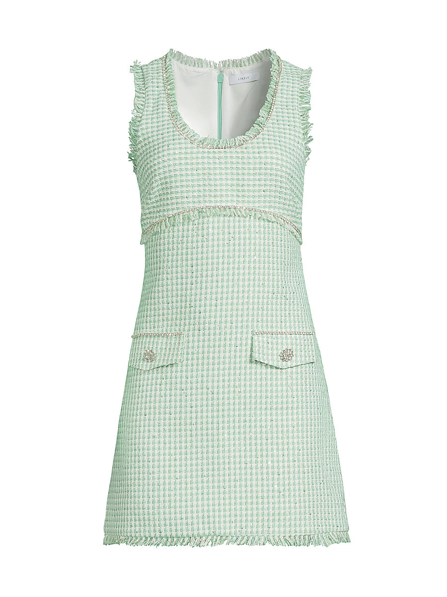 Women's Camden Gingham Tweed Minidress - Seafoam Multi - Size 12 | Saks Fifth Avenue