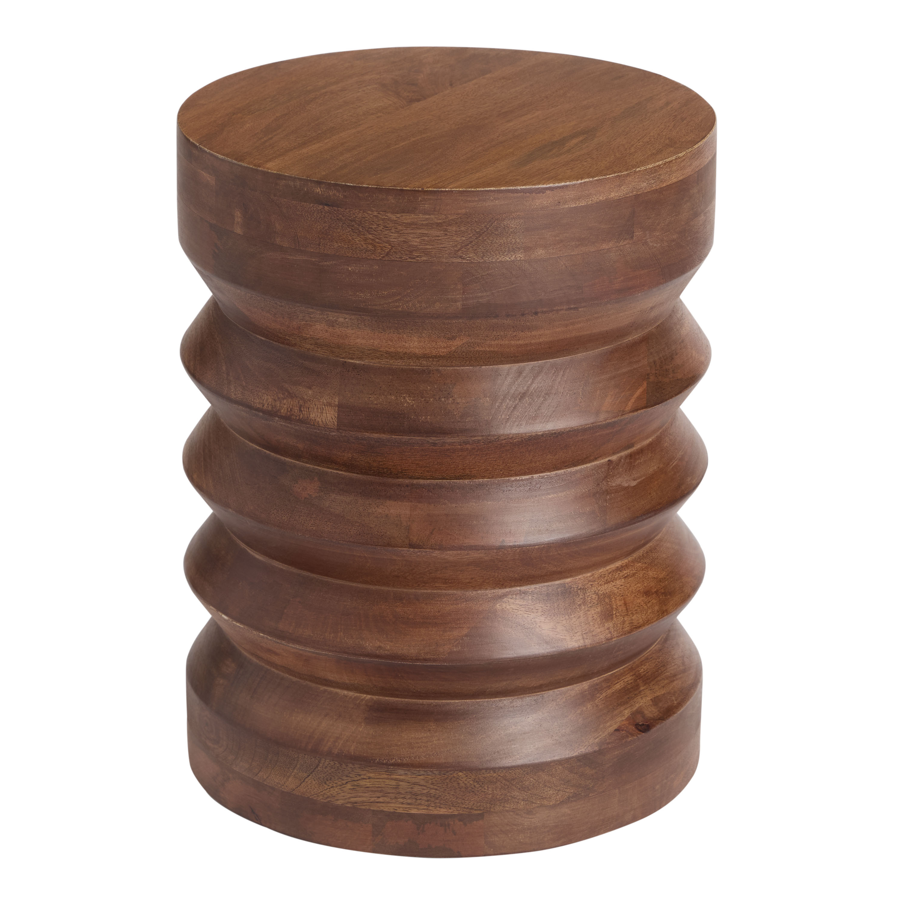 Cordell Round Dark Walnut Accordion Style Side Table - World Market | World Market
