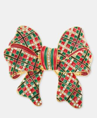 Holiday Lane Plaid Bow Pin, Macy's Exclusive - Multi | Macy's
