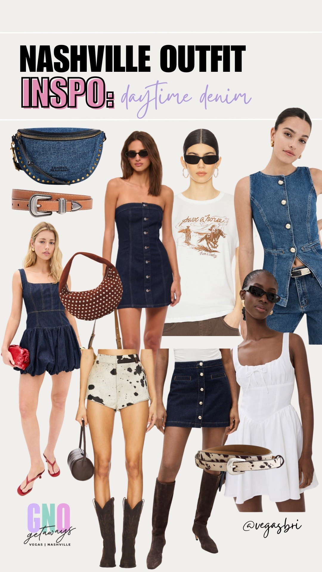 Let’s go girls! If you are headed to Nashville you obviously have to pack some denim. Western is so in right now and I can’t think of a better place to show it off! These pieces from Revolve, Abercrombie, and ShopBop are at a variety of price points from luxury to affordable. So many of these pieces can be mixed and matched to make multiple outfits as well. Who shares clothes with your besties on a girl’s trip like me? 🙋🏻‍♀️ Don’t forget to add on a fun belt for that extra layer of western flair! 🤎

#nashville #western #westernstyle #denim #girlstrip #nashvilleoutfit

#LTKStyleTip #LTKTravel #LTKItBag