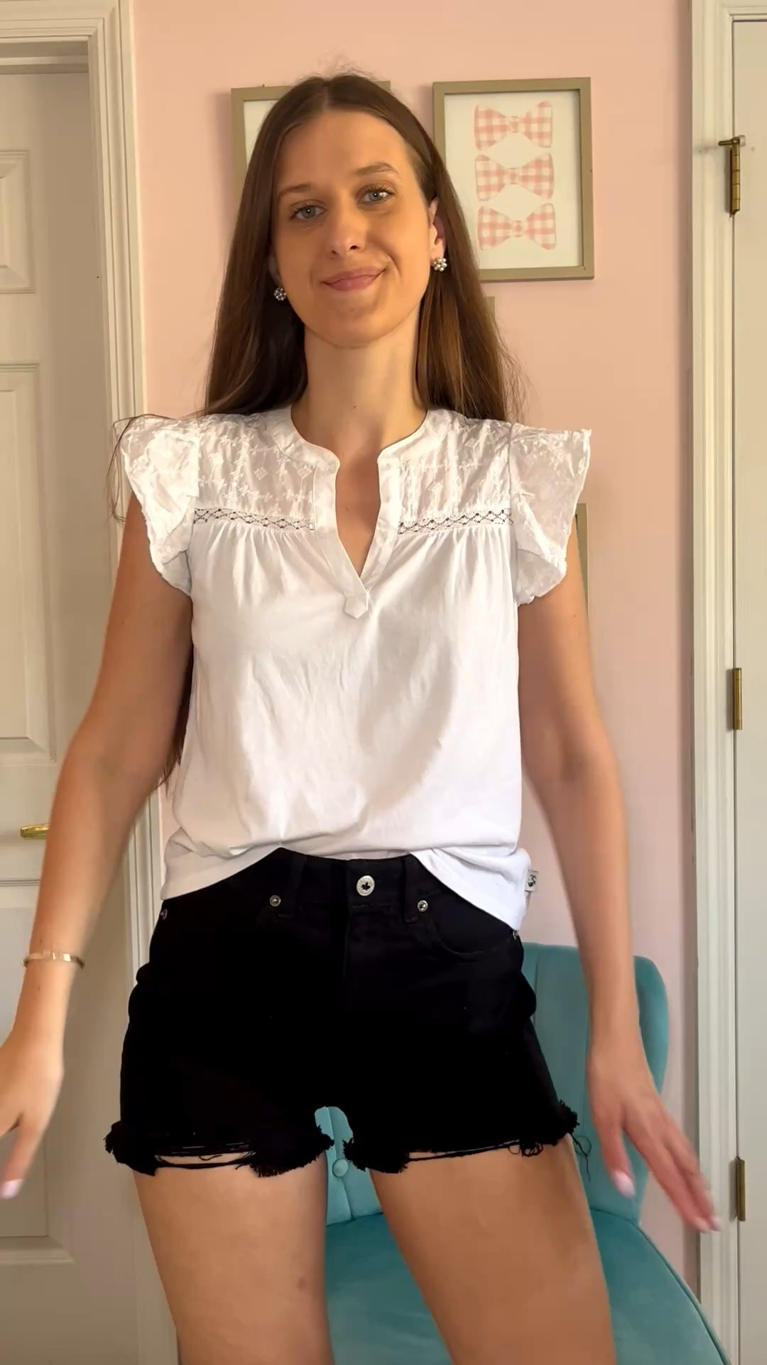 The best denim shorts for this summer! ai love the distressed hem and the high rise style is so flattering plus they actually will cover your butt! These shorts are currently on sale! 

#LTKSeasonal #LTKgrwm #LTKootd