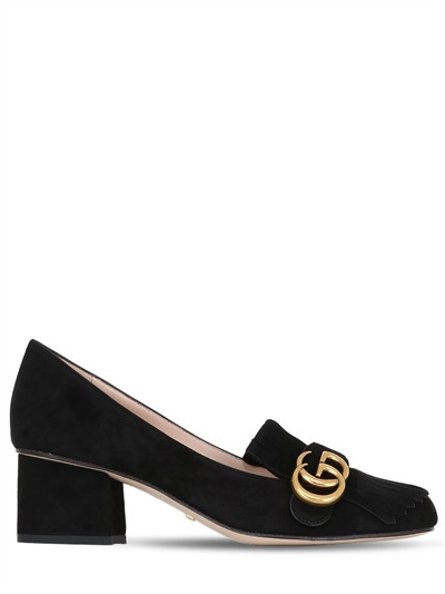 GUCCI - 55MM MARMONT FRINGED SUEDE PUMPS - PUMPS - BLACK - LUISAVIAROMA | Luisaviaroma