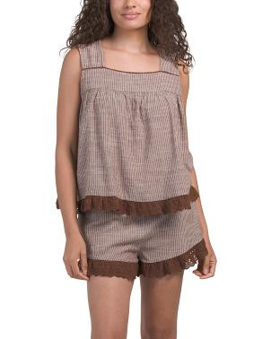2pc Tank And Shorts Set With Lace Detail | TJ Maxx