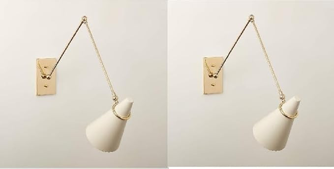 Wall Lamp Pair Mid Century Handmade White Polished Brass Articulating Wall Sconce | Amazon (US)