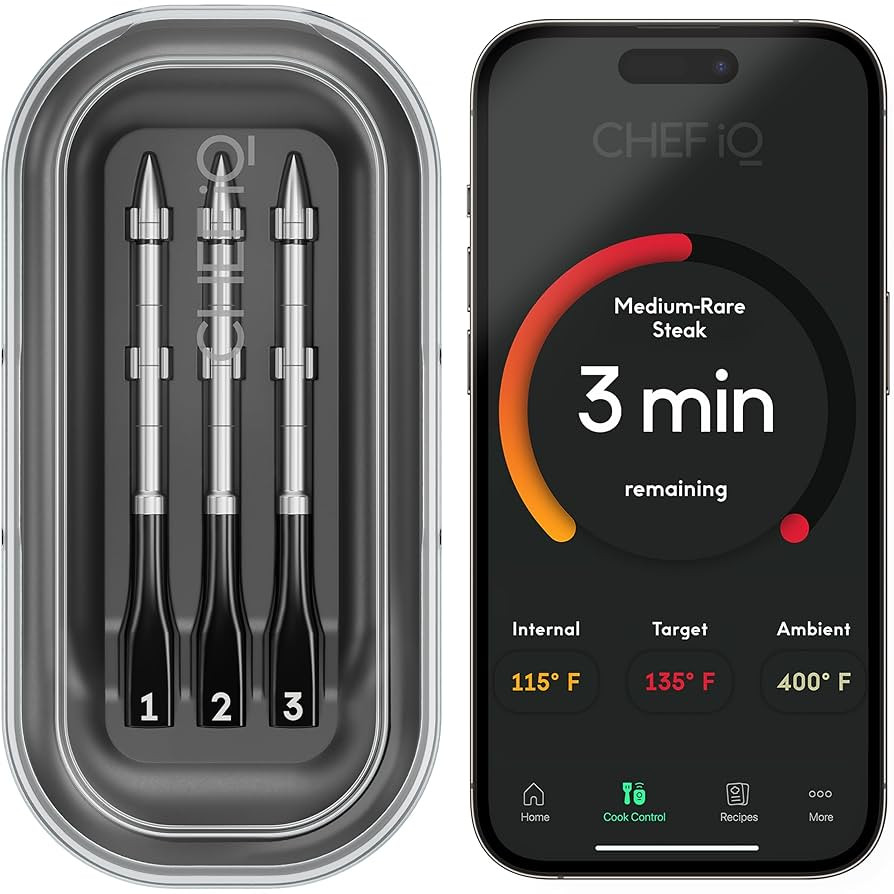 CHEF iQ Sense Smart Wireless Meat Thermometer with 3 Ultra-Thin Probes, Unlimited Range Bluetooth... | Amazon (US)