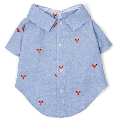 The Worthy Dog Embroidered Foxy Chambray Button Up Look Pet Shirt | Target