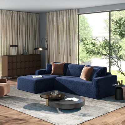 Vicenzo 110.5" LAF Sofa-In-A-Box Sectional Sofa, Porcelain Chenille | Wayfair North America